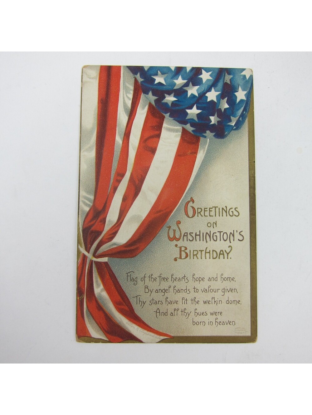 Postcard George Washington Birthday Flag Patriotic Embossed Antique Unposted